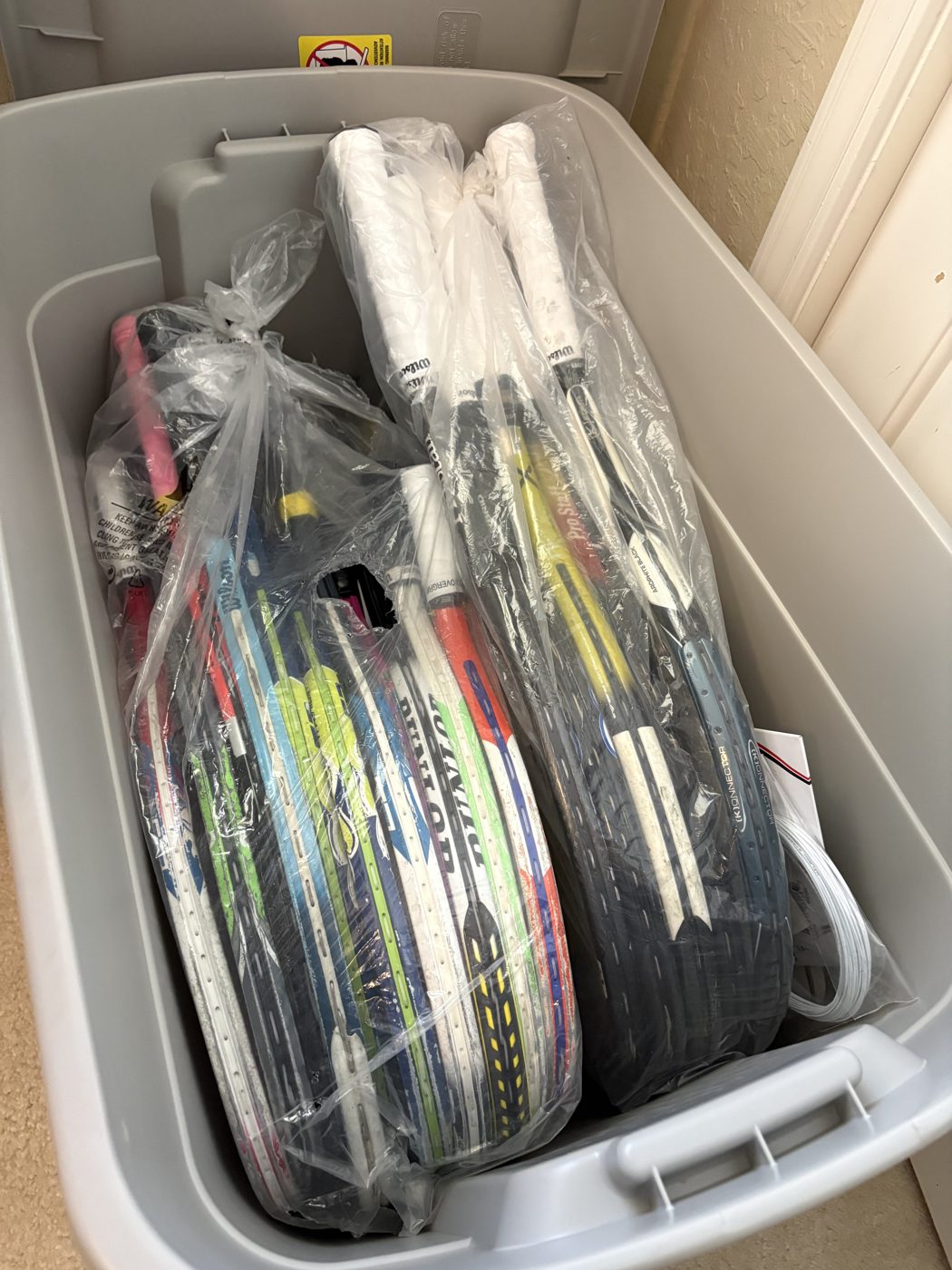 Donated tennis gear collected by The Match Point Project