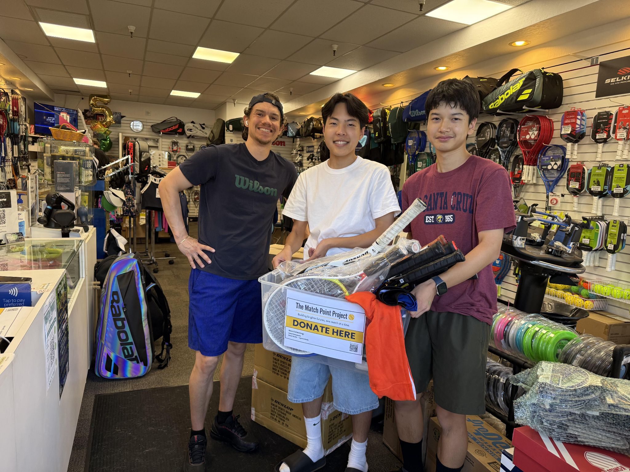 Collecting donations at Tennis Anywhere in Los Gatos